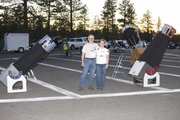 Jane and Mojo with telescopes